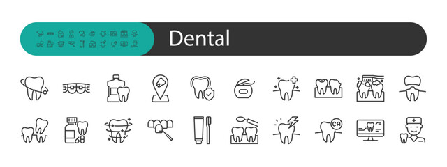 set of dental icons, dentist, teeth, oral care