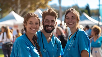 The smiling healthcare workers