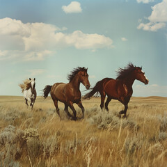 Obraz premium horses in the field