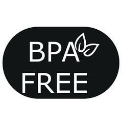 BPA free round symbol, green leaves, BPA free label DOĞA