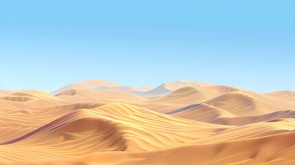 Sandy Desert Landscape: An expansive desert landscape with rolling dunes and a clear blue sky.