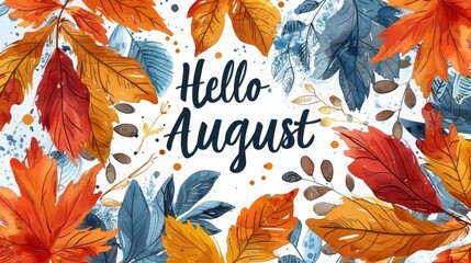 hello august text message flower decoration august illustration