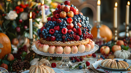 Thanksgiving desserts on a festive table