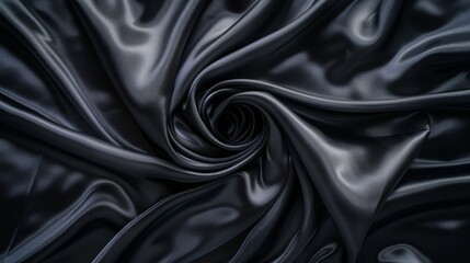 Fototapeta premium wrinkles of fabric black silk, from above