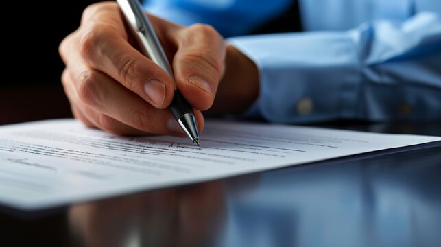 A Man Signing a Document