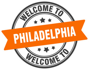 Welcome to Philadelphia stamp. Philadelphia round sign