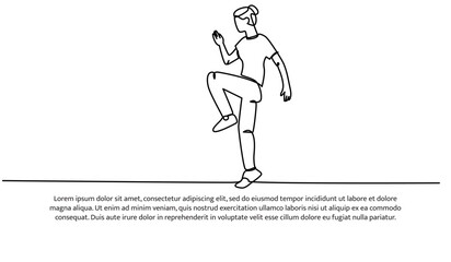 Continuous one line design of stretching leg before running