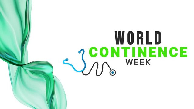World Continence week. Green color ribbon wave motion. stethoscope motion.