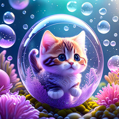 Dreamy Floating Aquarium Bubbles with Ocean Elements- Dreamy floating aquarium bubble