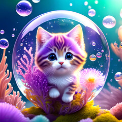 Dreamy Floating Aquarium Bubbles with Ocean Elements- Dreamy floating aquarium bubble