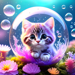 Dreamy Floating Aquarium Bubbles with Ocean Elements- Dreamy floating aquarium bubble