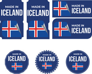 Made in Iceland. Iceland flag, Tag, Seal, Stamp, Flag, Icon vector