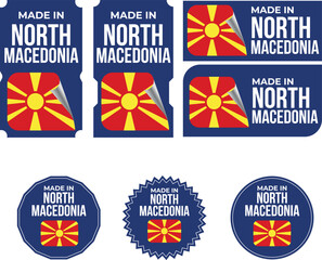 Made in North Macedonia. North Macedonia flag, Tag, Seal, Stamp, Flag, Icon vector