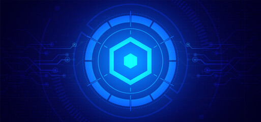 Abstract digital technology futuristic circuit board blue background, Cyber science tech layout, Innovation future Ai big data, Global internet network connection, Cloud hi-tech illustration vector