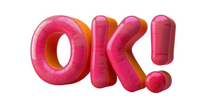 pink OK 3d icon in bubble speech
