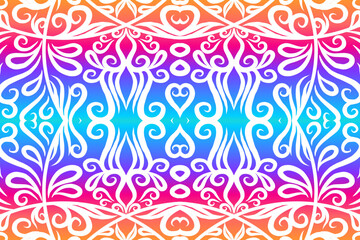 Beautiful colourful batik ethnic dayak line art pattern of indonesian culture traditional background 