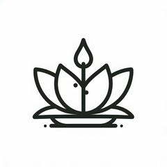 AI Generate of Simple Icon Logo Symbol of Vesak Lotus Flower, Candle Light, Lantern Light,  with white background