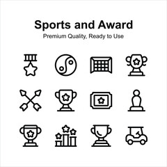 Visually appealing sports and awards icons set in modern style