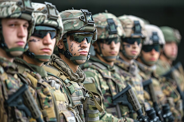 Line of soldiers in formation