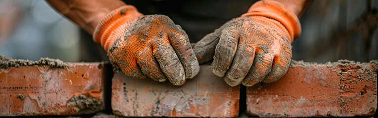 Obraz premium Bricklayer at Work: Precision and Skill