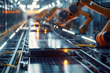 Robotic Assembly of Solar Panels, concept of High-Tech Solar Production