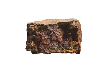 Raw Skarn rock specimen isolated on white background. 