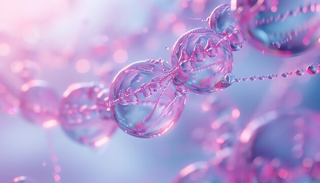 Closeup of a 3D rendering showing the process of polymerization