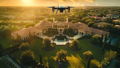 Flying a private drone over a sprawling estate