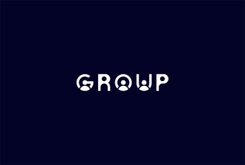 Group Logo, letter and people icon combination in text group typography logo, vector illustration