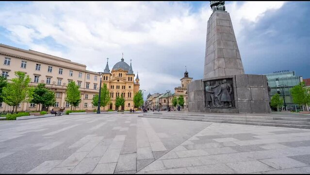 Miasto Ł&oacute;dź- widok na Plac Wolności.	