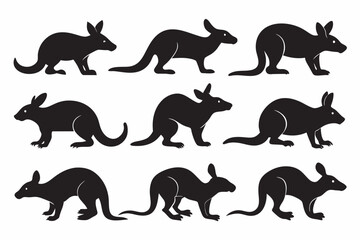  kangaroo silhouettes on a white background