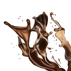 splash of coffee isolated in transparent background