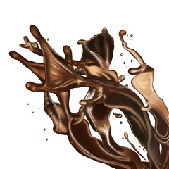 splash of coffee isolated in transparent background