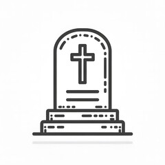 Obraz premium AI Generate of Simple Icon Logo Symbol of Grave Stone, Tombstone, Headstone, Graveyard, with white background