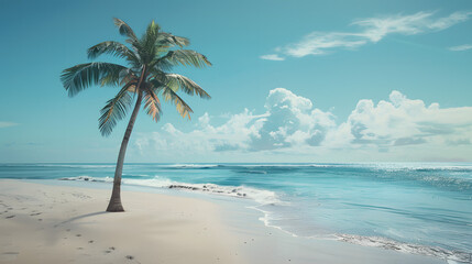 Tropical beach background as summer relax landscape white sand and calm sea for beach template. Amazing beach scene vacation and summer holiday concept. Luxury travel