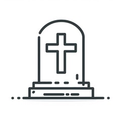 AI Generate of Simple Icon Logo Symbol of Grave Stone, Tombstone, Headstone, Graveyard, with white background