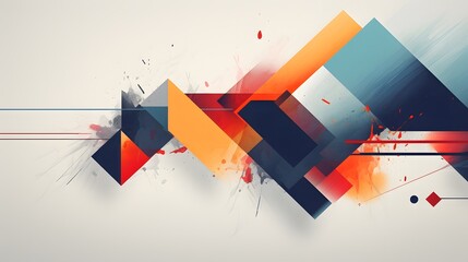Colorful Geometric Shapes on White Background, Ideal for Artistic Mockup Designs