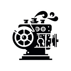 Fototapeta premium black and white car engine icon