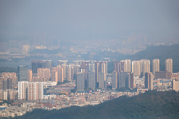 City skyline view from the mountain top"