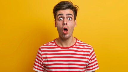 A Surprised Man in Striped Shirt