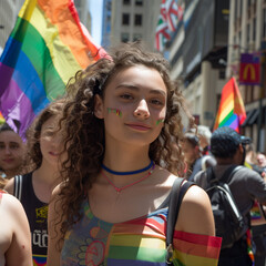 Obraz premium a diverse community celebrating pride with flags and joyful expressions