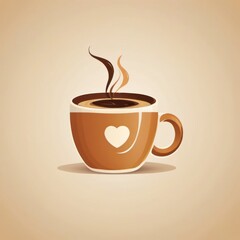 Obraz premium Cup of coffee with heart, A cup of aromatic coffee
