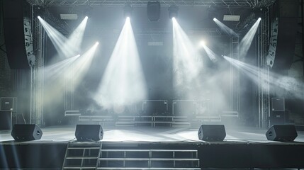 Modern gray concert stage background, enhancing the ambiance and visual appeal of live performances