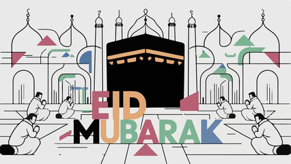 Eid Mubarek islamic greeting card poster