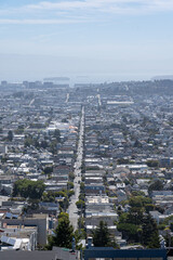 Aerial view of Lombard Street in San Francisco, California, USA