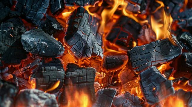 Charcoal that is very hot and amazing. seamless looping time-lapse virtual 4K video Animation Background.