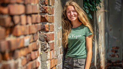 The smiling vegan woman