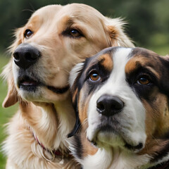 cuddly dogs as friends, ai-generatet