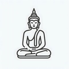 AI Generate of Simple Icon Logo Symbol of Buddha Meditation, Meditate, Meditation, Buddha Statue, Buddha Lotus Position, with white background