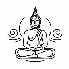 AI Generate of Simple Icon Logo Symbol of Buddha Meditation, Meditate, Meditation, Buddha Statue, Buddha Lotus Position, with white background
